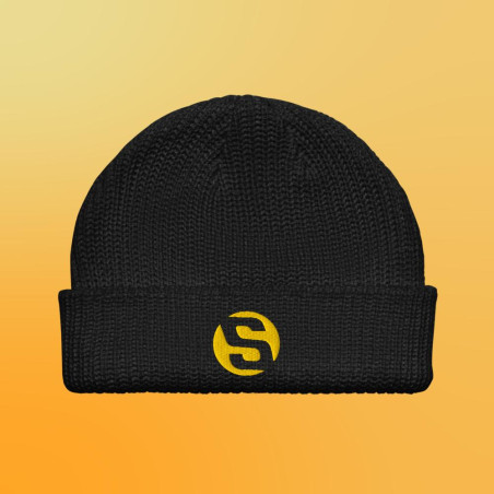 Black Fisherman Embroidered Beanie